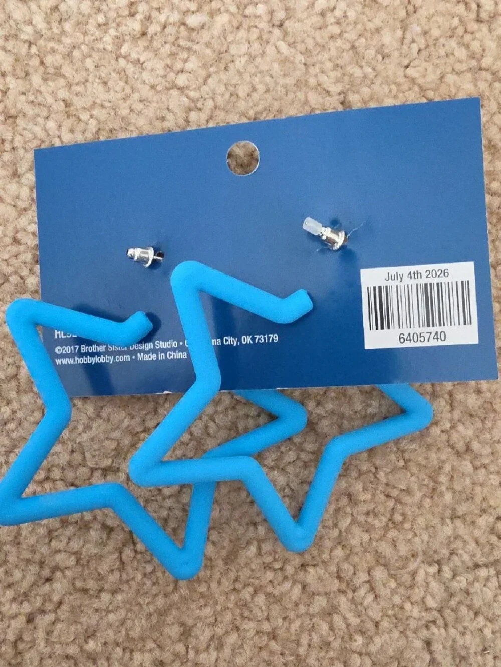 Hobby Lobby Kids 4th of July Red Blue Gold Bow Stickers & Star Earrings Set